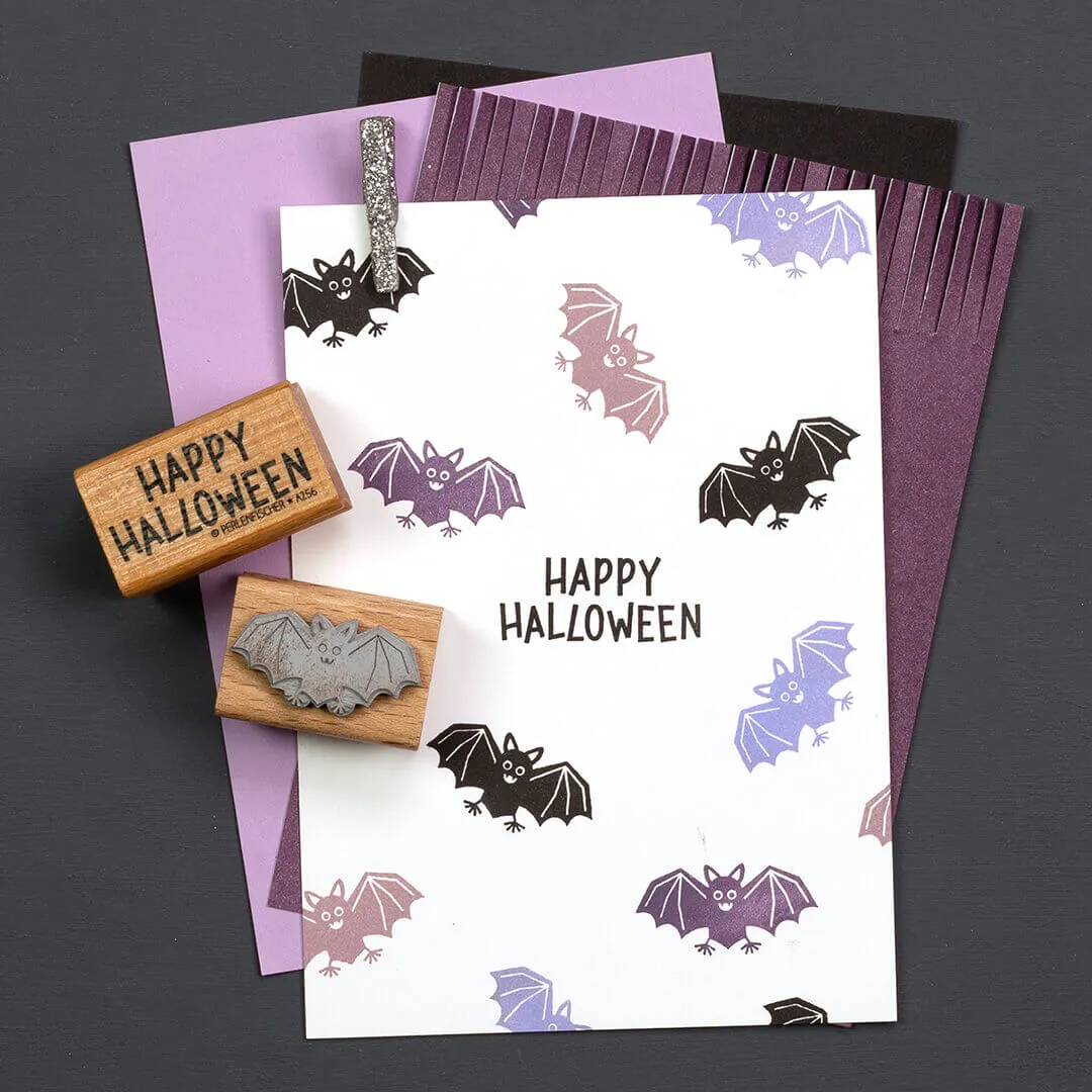 Perlenfischer Happy Halloween Stempel Schriftzug