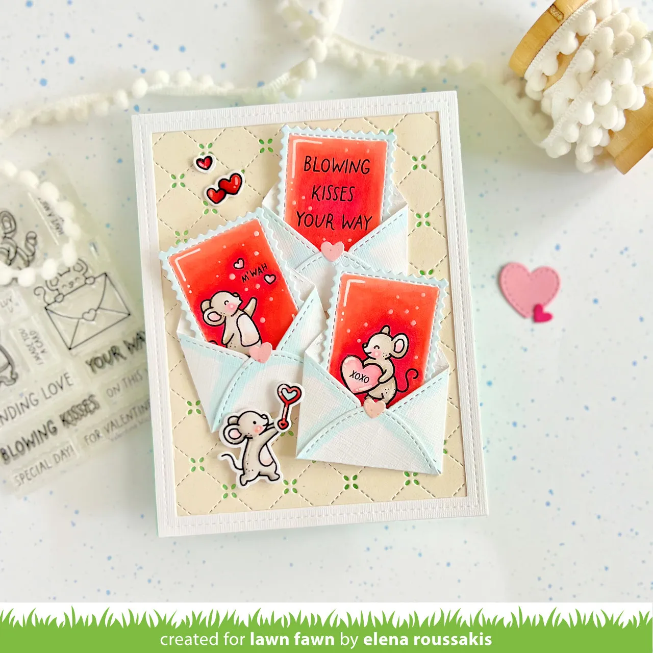 Lawn Fawn Valentine Mice Stempelset Valentinstag Mäuse