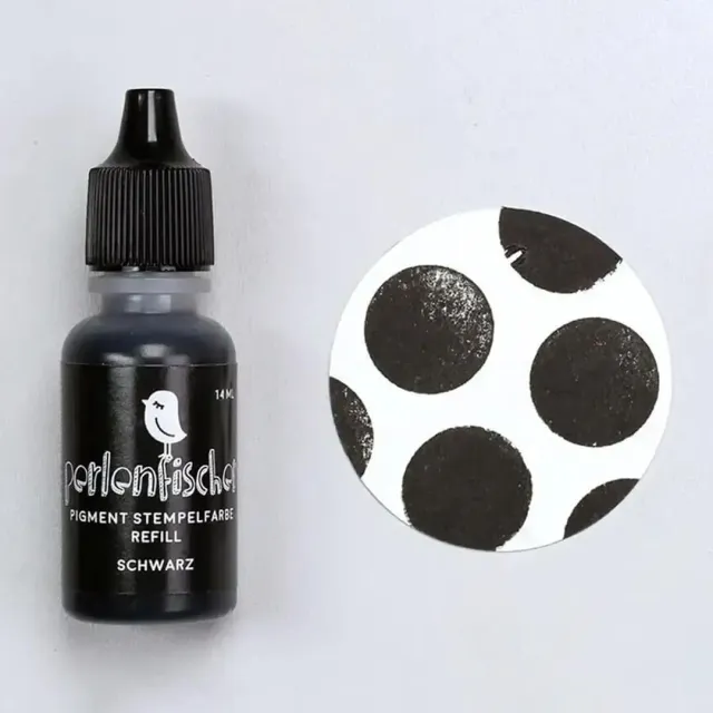 Perlenfischer Pigment Refill Stempelfarbe Schwarz 14 ml lichtecht