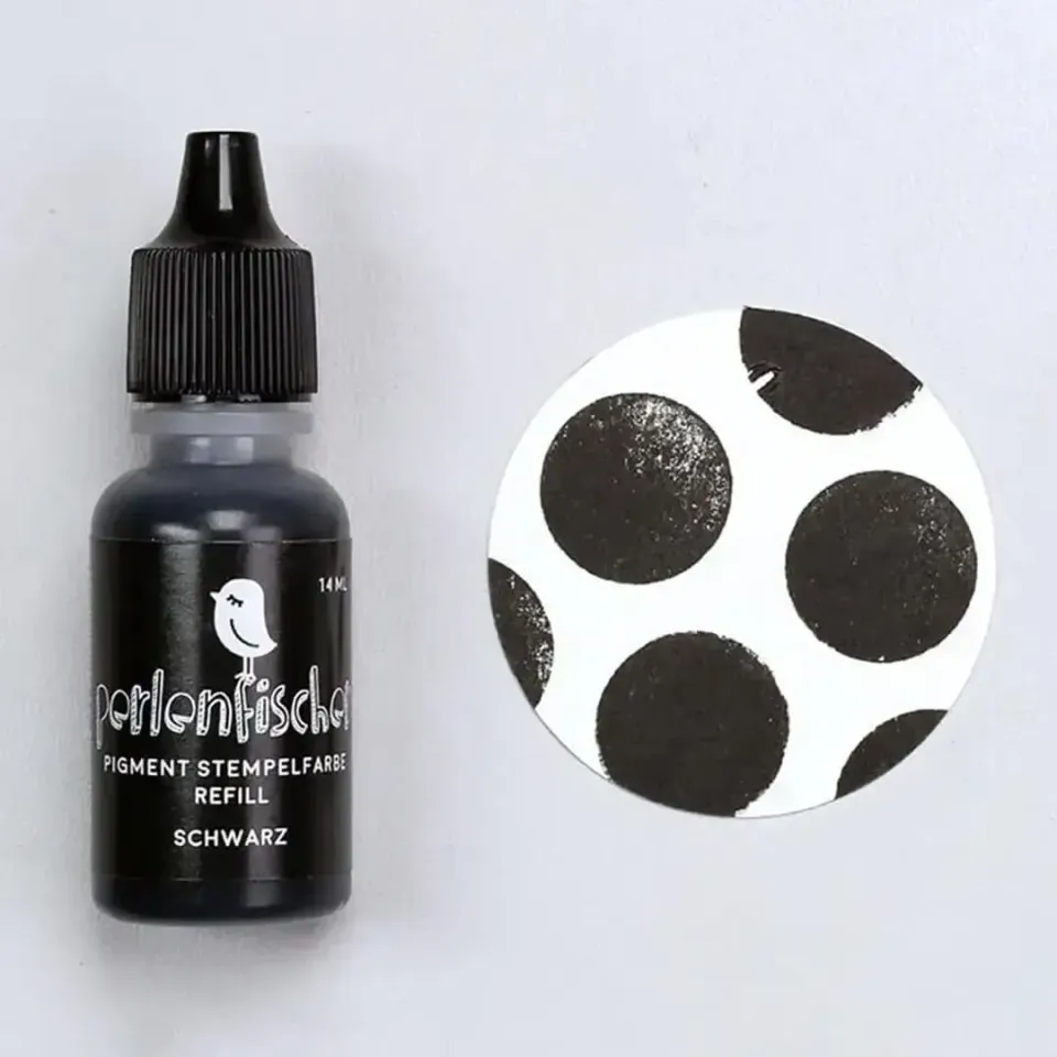 Perlenfischer Pigment Refill Stempelfarbe Schwarz 14 ml lichtecht