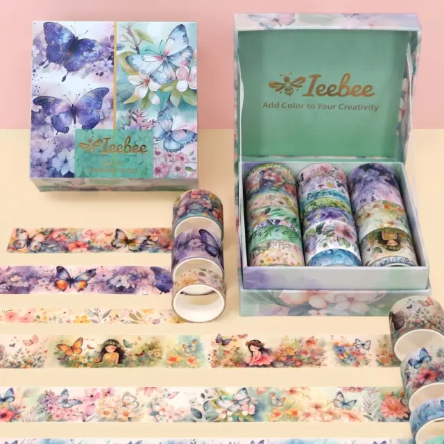 Ieebee Butterfly Washi Tape Set 20 Rollen floral