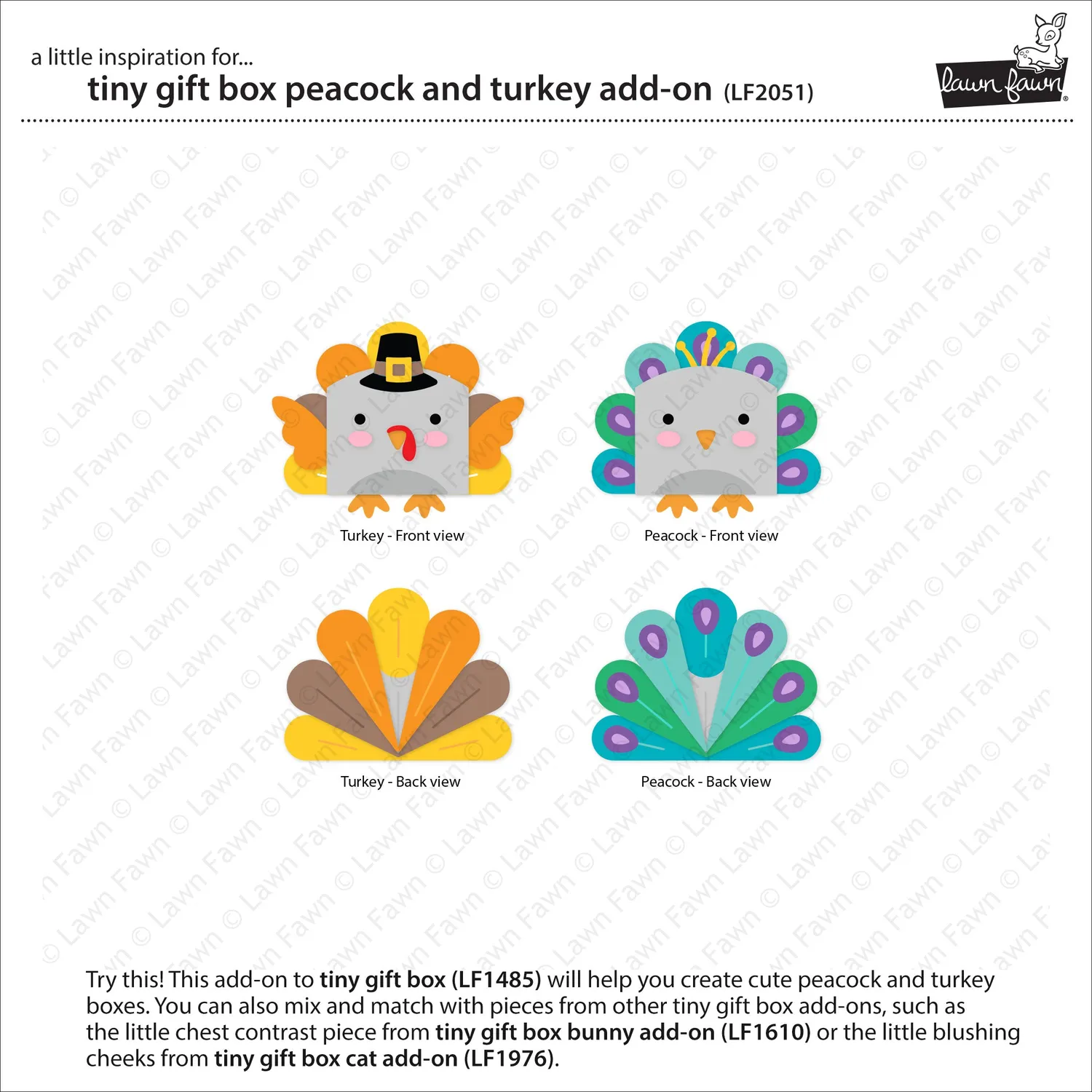 Lawn Fawn Tiny Gift Box Peacock Turkey Stanzen