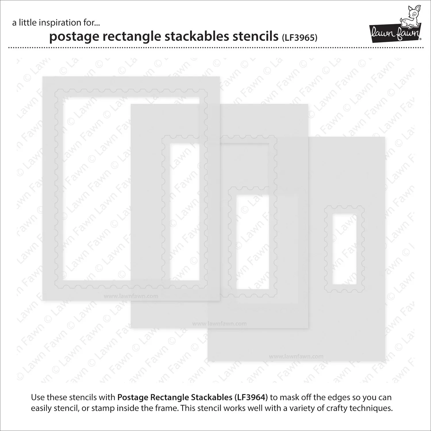 Lawn Fawn Postage Rectangle Stackables LF3965 Schablonen 3-teilig Maske