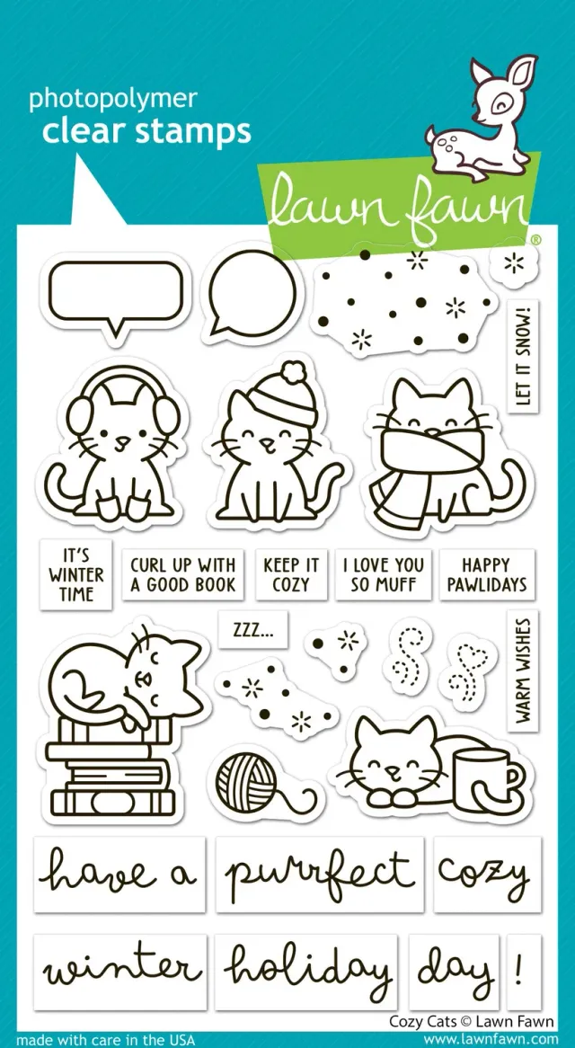 Lawn Fawn Cozy Cats Stempelset Winter Katzen