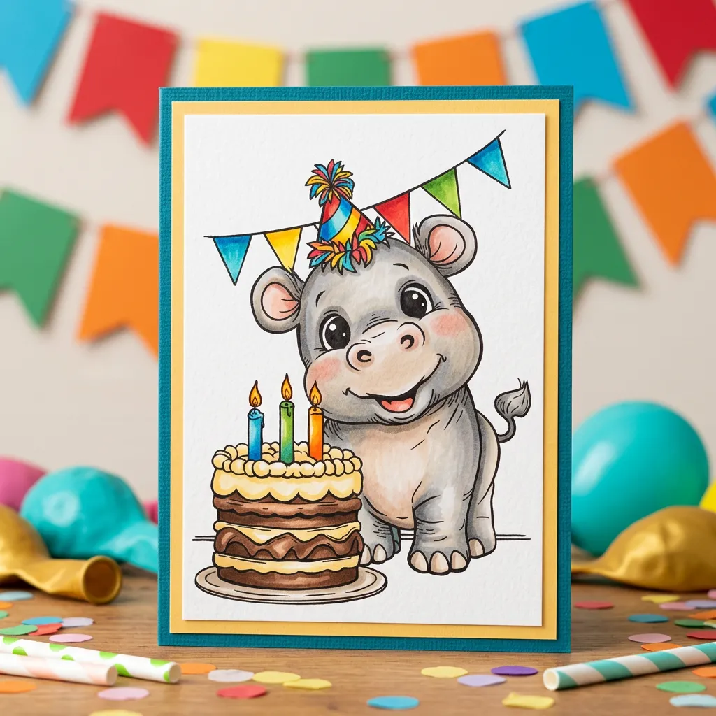 Studio Light Essentials Hippo Birthday Clear Stamps Geburtstag