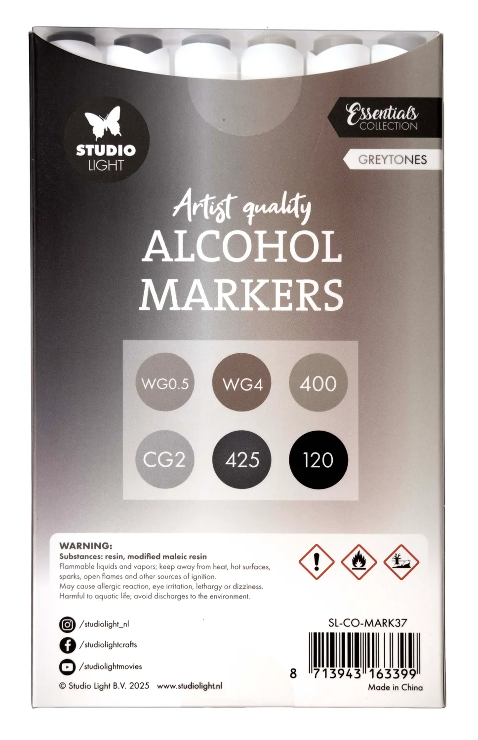 StudioLight Essentials Greytones Alkoholmarker 6 Stück Grau