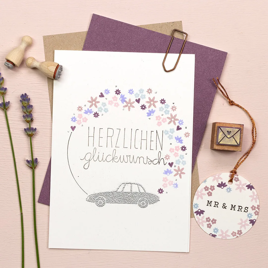 Perlenfischer Herzlichen Glückwunsch Stempel 32x65 mm