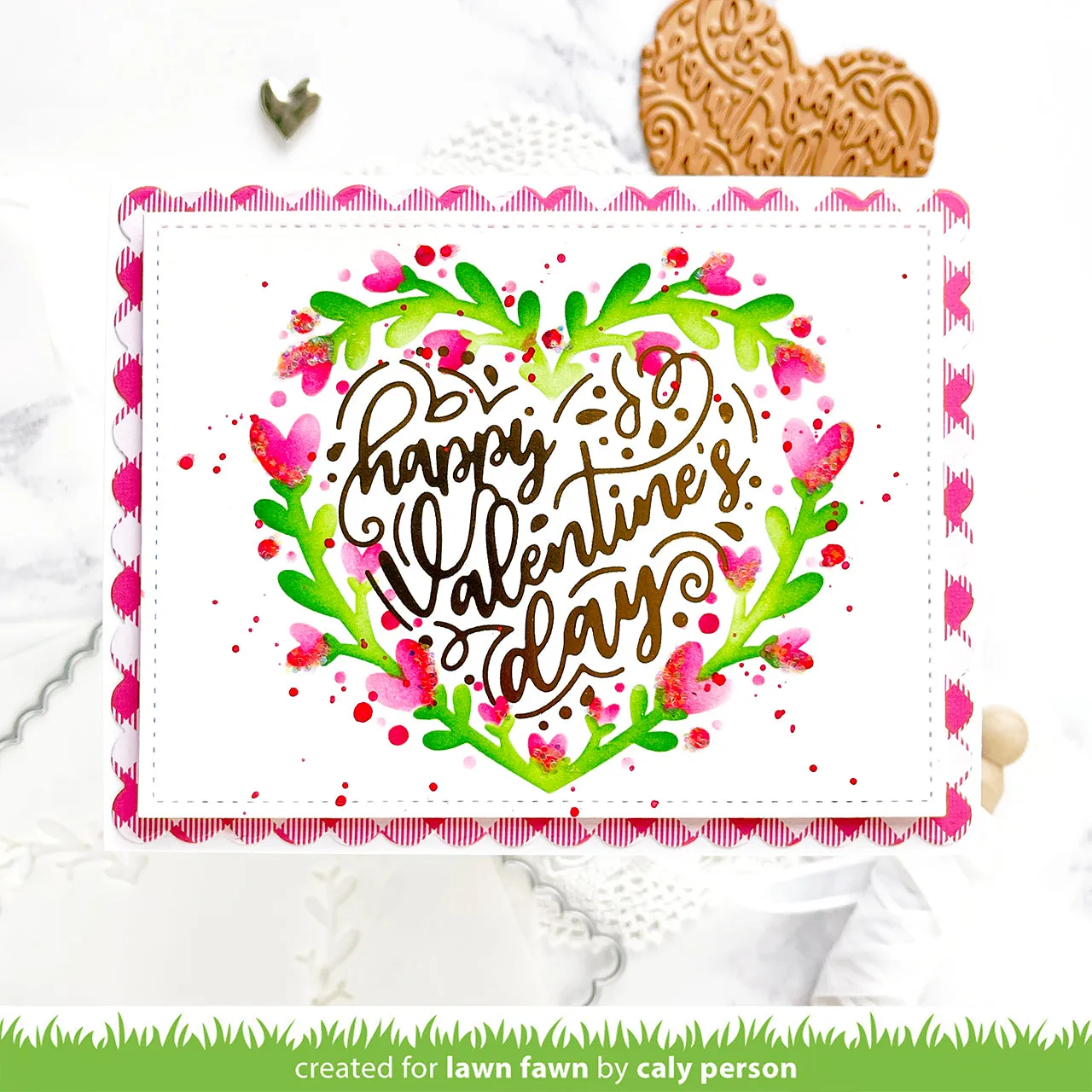 Lawn Fawn Heart Wreath Schablonen Set Herz-Kranz