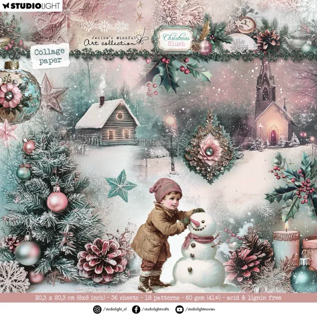 Jenine's Mindful Art Christmas Blush Collagepapier 36 Blatt