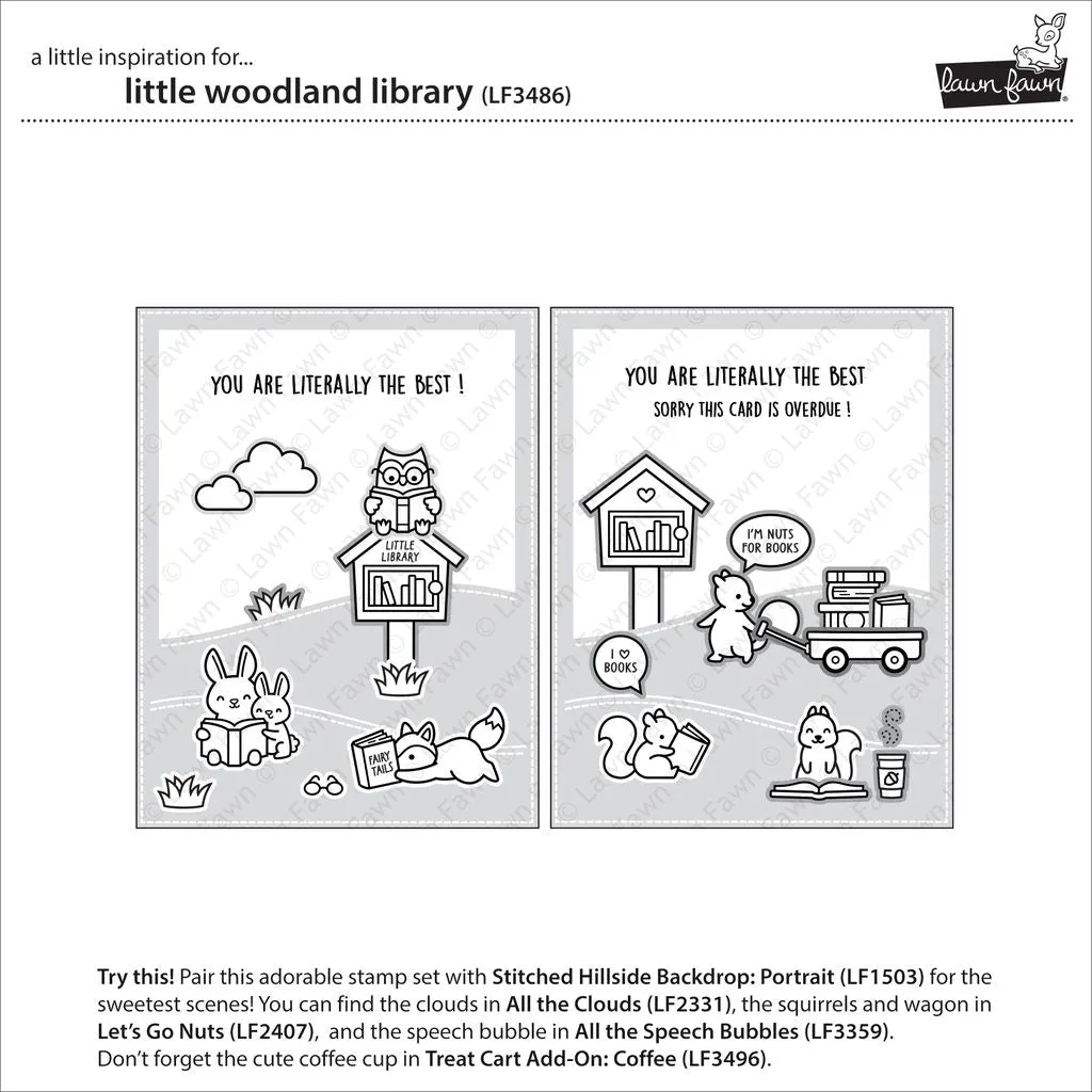 Lawn Fawn LF3486 Clear Stamps Waldbibliothek