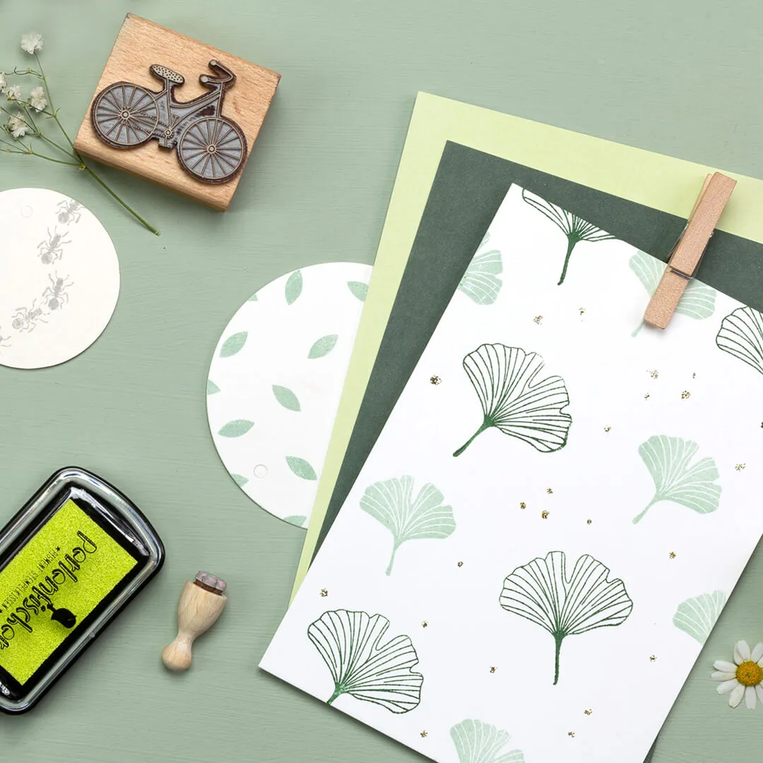 Perlenfischer Ginkgoblatt outline Stempel 37x37 mm