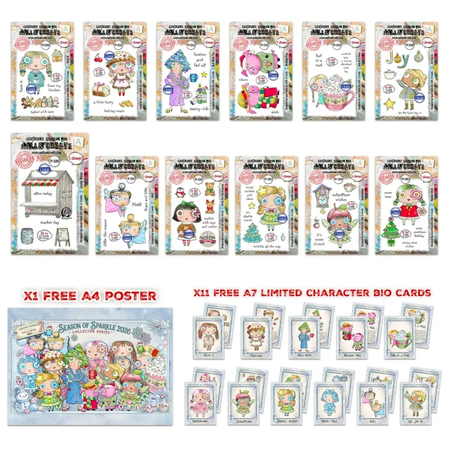 AALL and Create Janet Klein Season Of Sparkle Stempelset 12er A7 Weihnachten