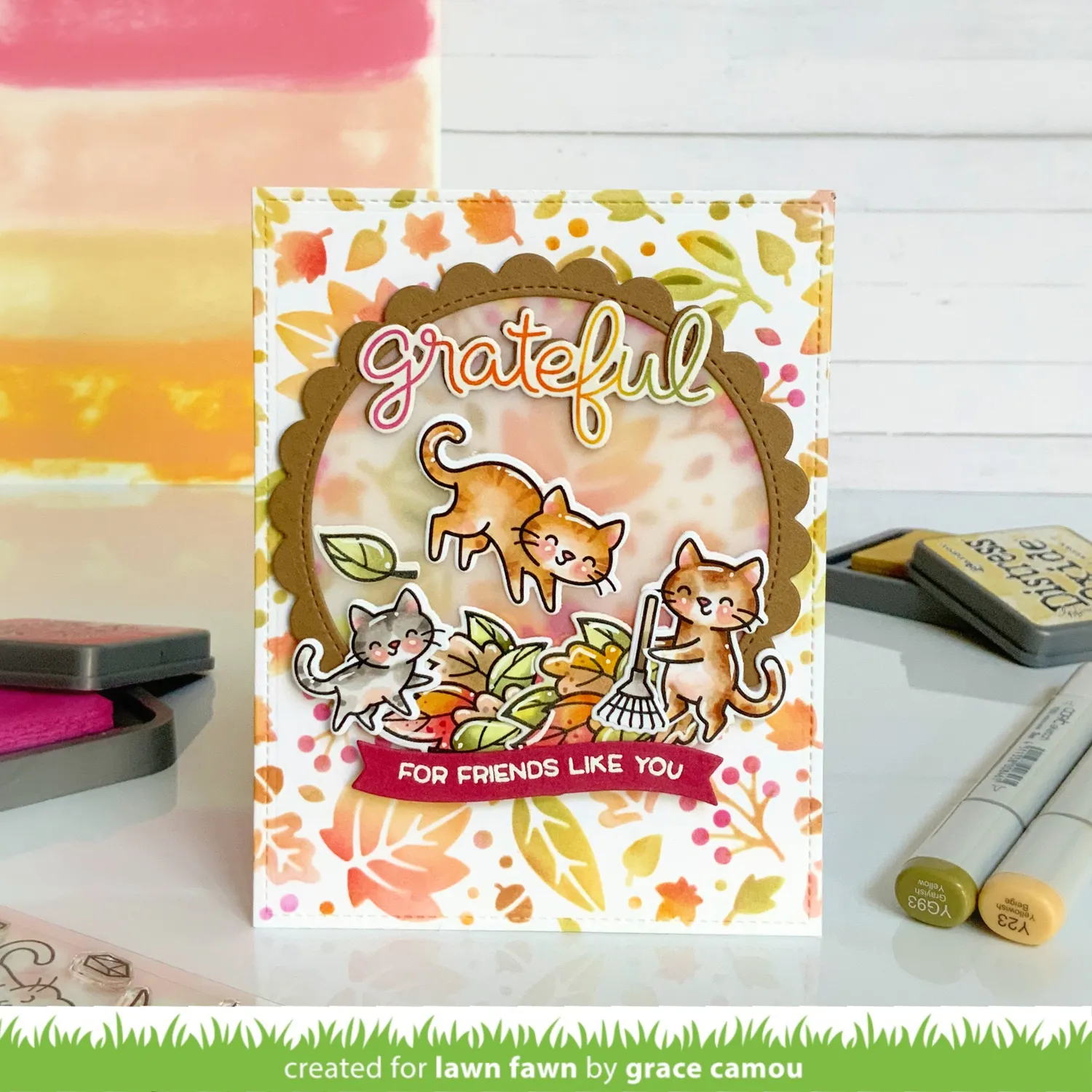 Lawn Fawn Fall Leaves Schablonen 15x15cm Herbst 2-teilig