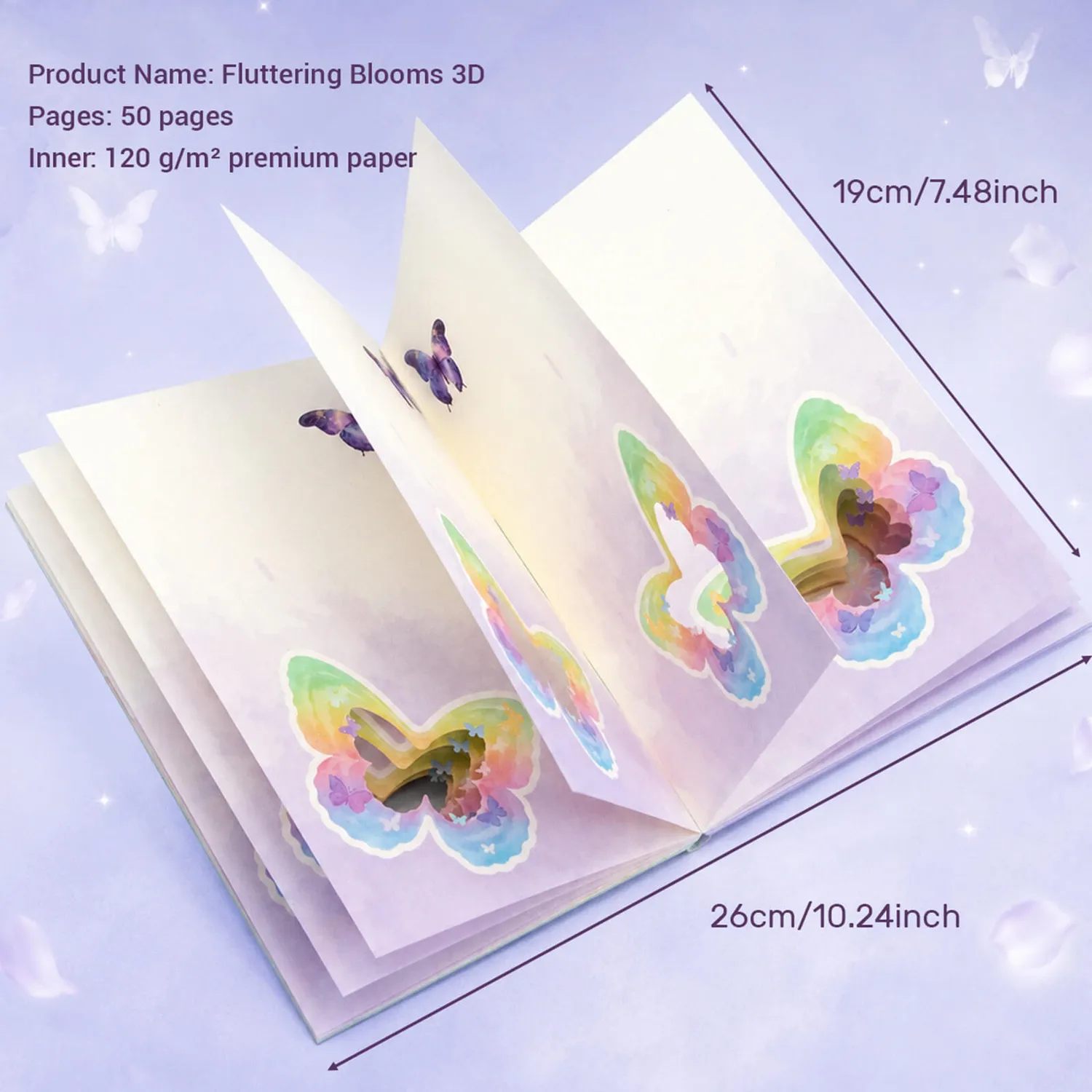 Ieebee Fluttering Blooms Journal 50 Seiten 3D-Cover