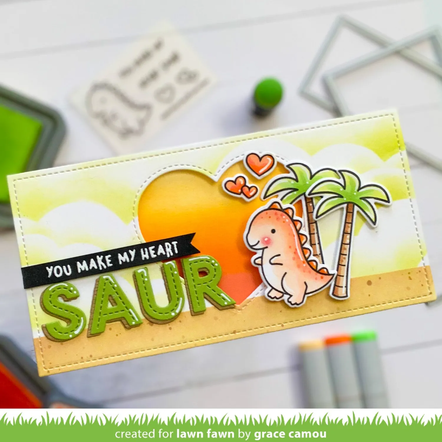 Lawn Fawn Rawr Flip-Flop LF2741 Stempel Dino