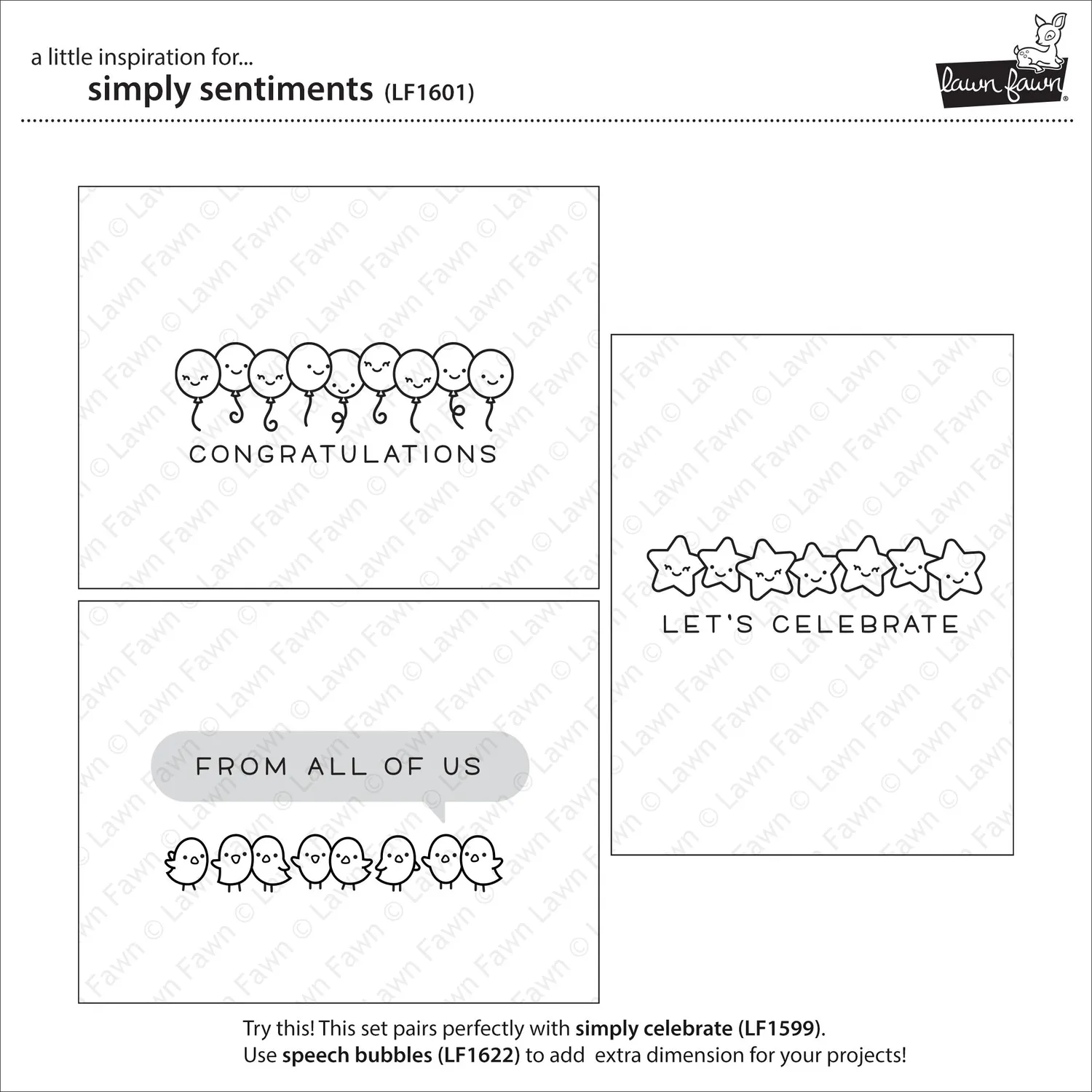 Lawn Fawn Simply Sentiments LF1601 Stempelset Geburtstagssprüche