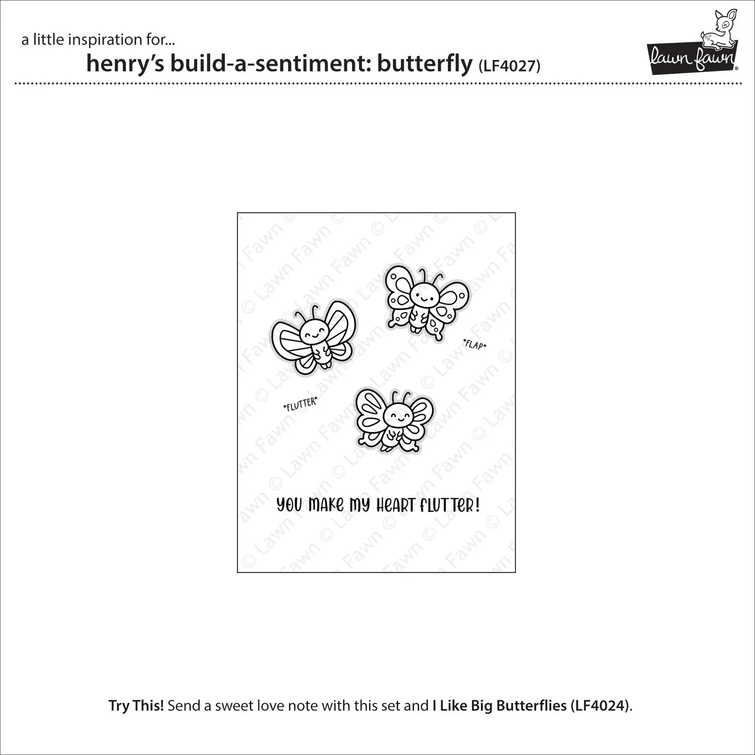 Lawn Fawn Henry's Butterfly Spruchstempel Schmetterling