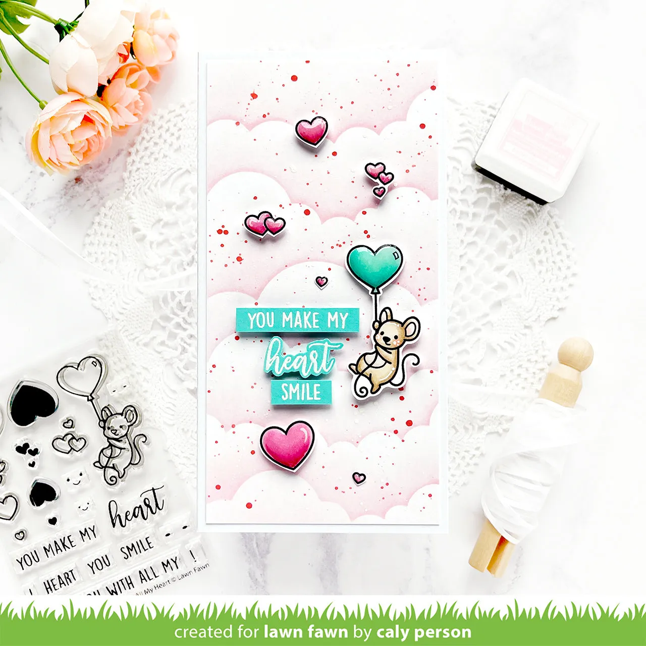 Lawn Fawn All My Heart Clear Stamps Valentinstempel