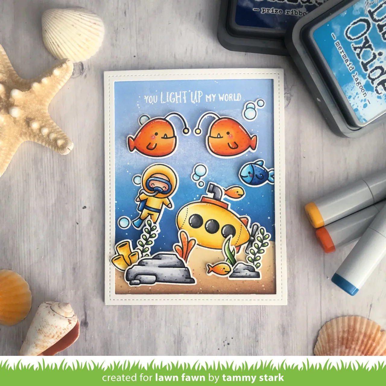 Lawn Fawn Anglerfish Flip-Flop LF2010 Clear Stempel gespiegelt