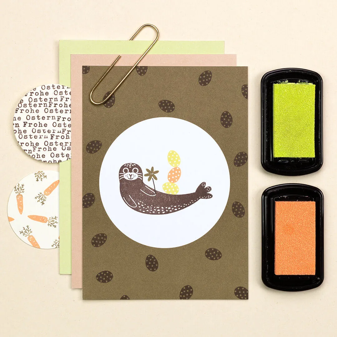 Perlenfischer Seal lying Stempel 33x60 mm Tiermotiv