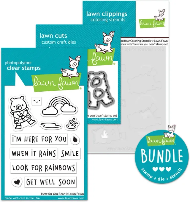 Lawn Fawn Here for You Bear Stempel Stanzen Stencil Bundle