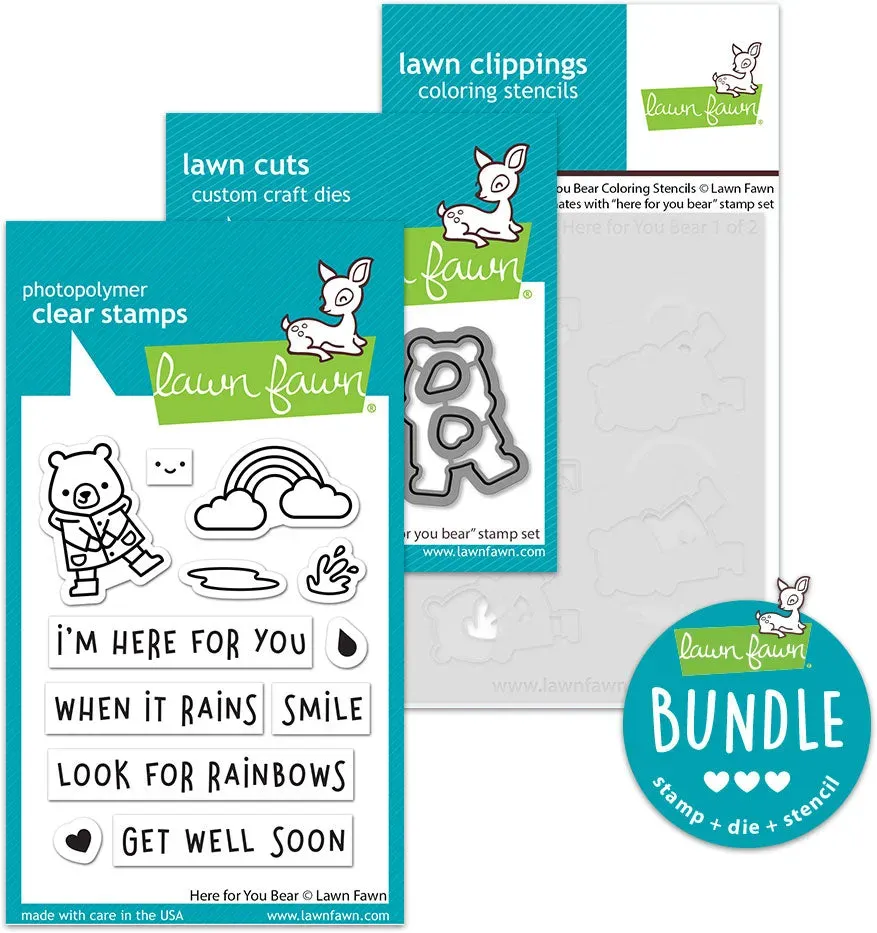 Lawn Fawn Here for You Bear Stempel Stanzen Stencil Bundle