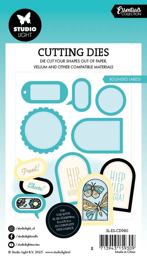 StudioLight Essentials Rounded labels Stanzschablone 71x102mm