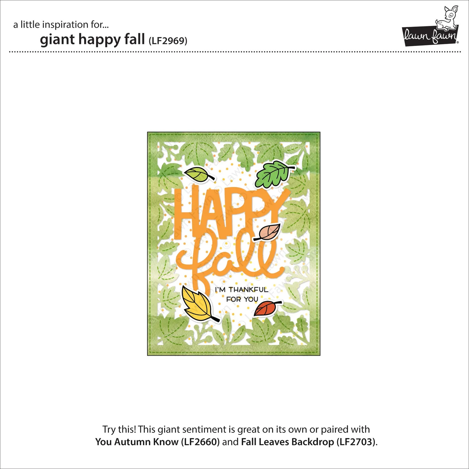 Lawn Fawn Giant Happy Fall Lawn Cuts Stanzschablone Herbstgruss