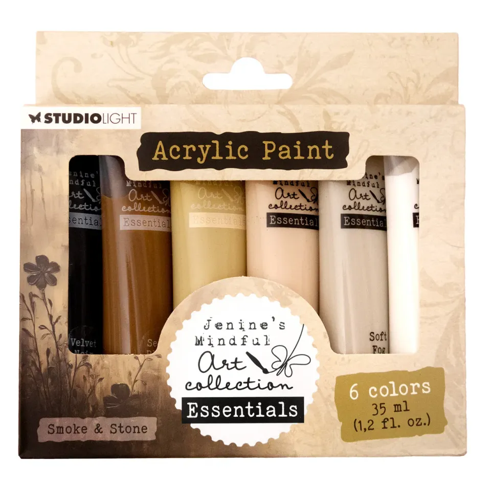 Jenine's Mindful Art Essentials Smoke & Stone Acrylfarbe 6 Stück