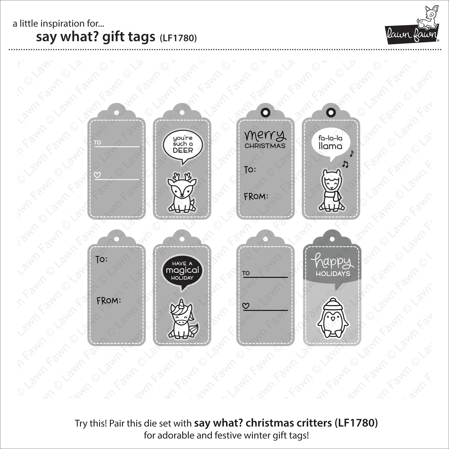 Lawn Fawn Say What? Gift Tags Stanzen Sprechblasen 4-teilig