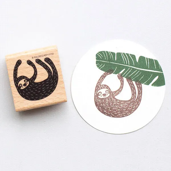 Perlenfischer Faultier Stempel 37x38 mm Holz