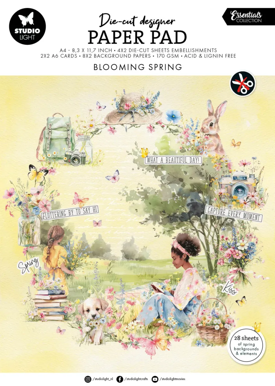 StudioLight Essentials Die-Cut Paper Pad Blooming Spring A4