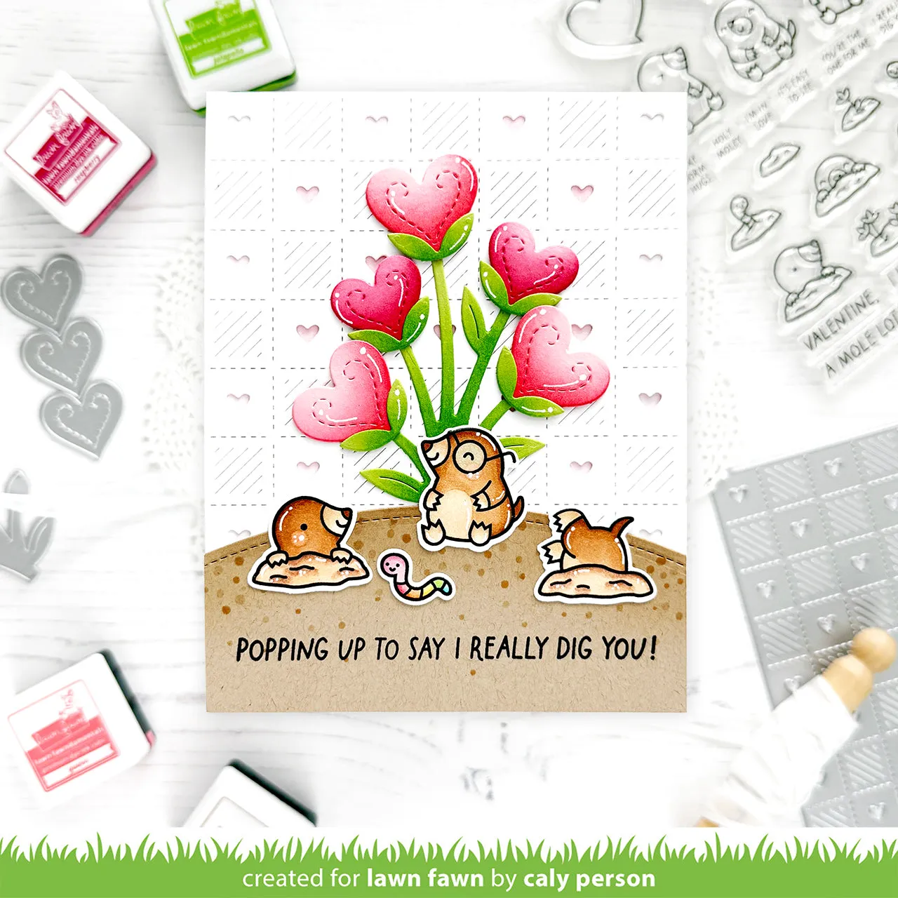 Lawn Fawn A Mole Lot of Love Add-On Stempel Valentinstag