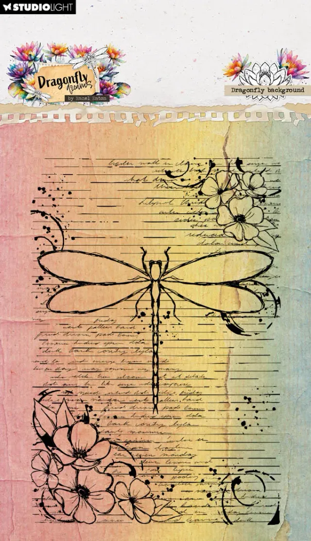Hazel Eaton Dragonfly Dreams Clear Stamp Libelle Hintergrund 93x136