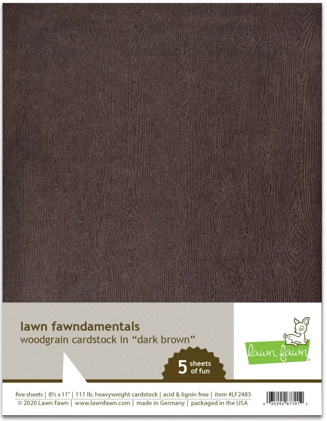 Lawn Fawn Woodgrain LF2483 Cardstock Dunkelbraun 5 Bögen Holzmaserung