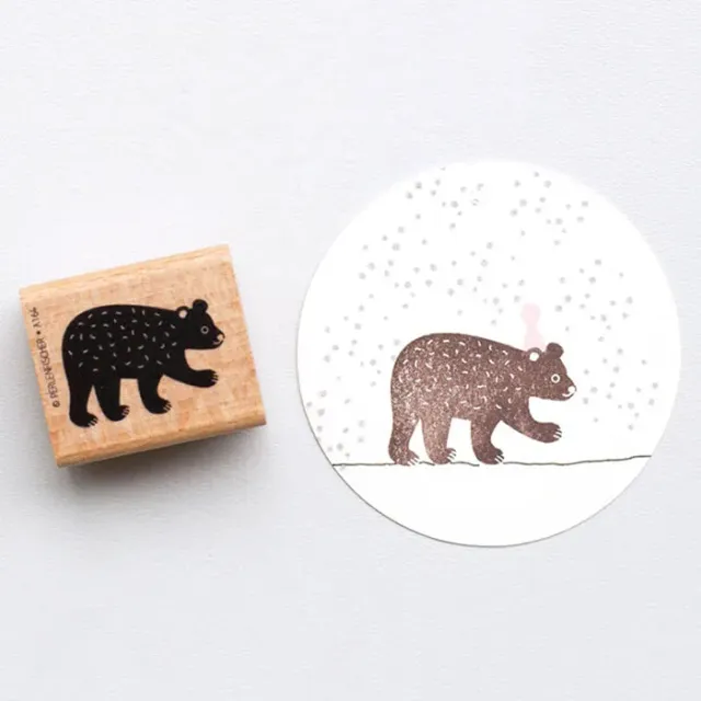 Perlenfischer Bärenkind Stempel 27x38 mm Winter