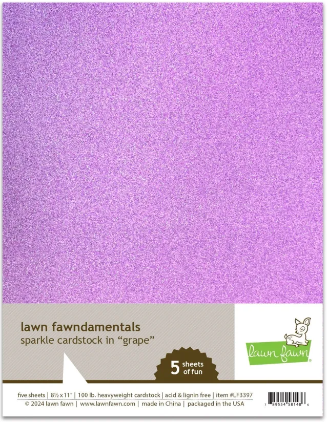 Lawn Fawn Sparkle Grape Glitzer-Cardstock 5 Bögen lila