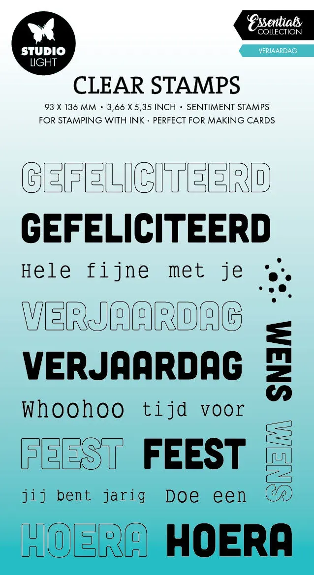 StudioLight Essentials Clear Stempel Verjaardag Teksten