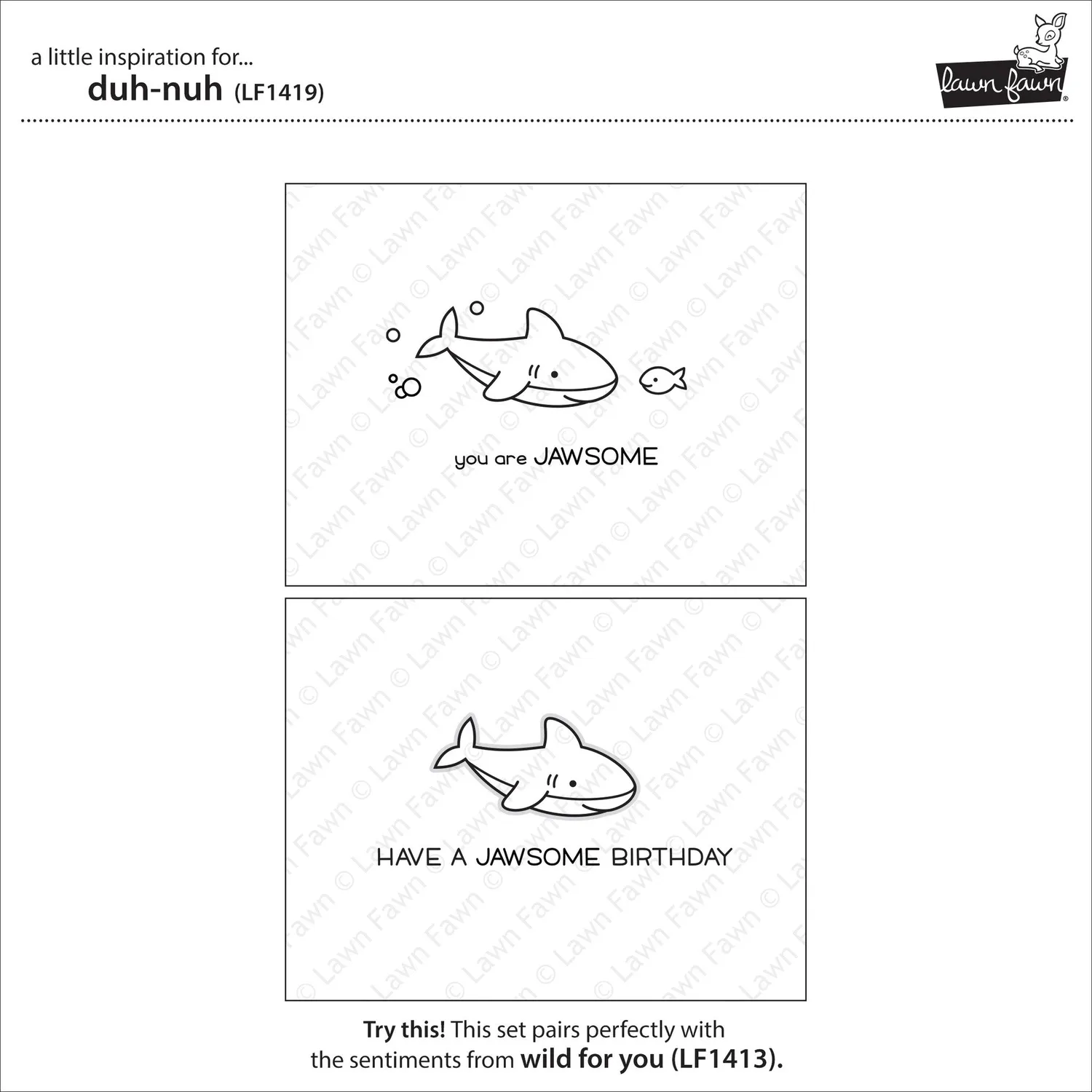 Lawn Fawn Duh-nuh Clear Stamps Hai Mini