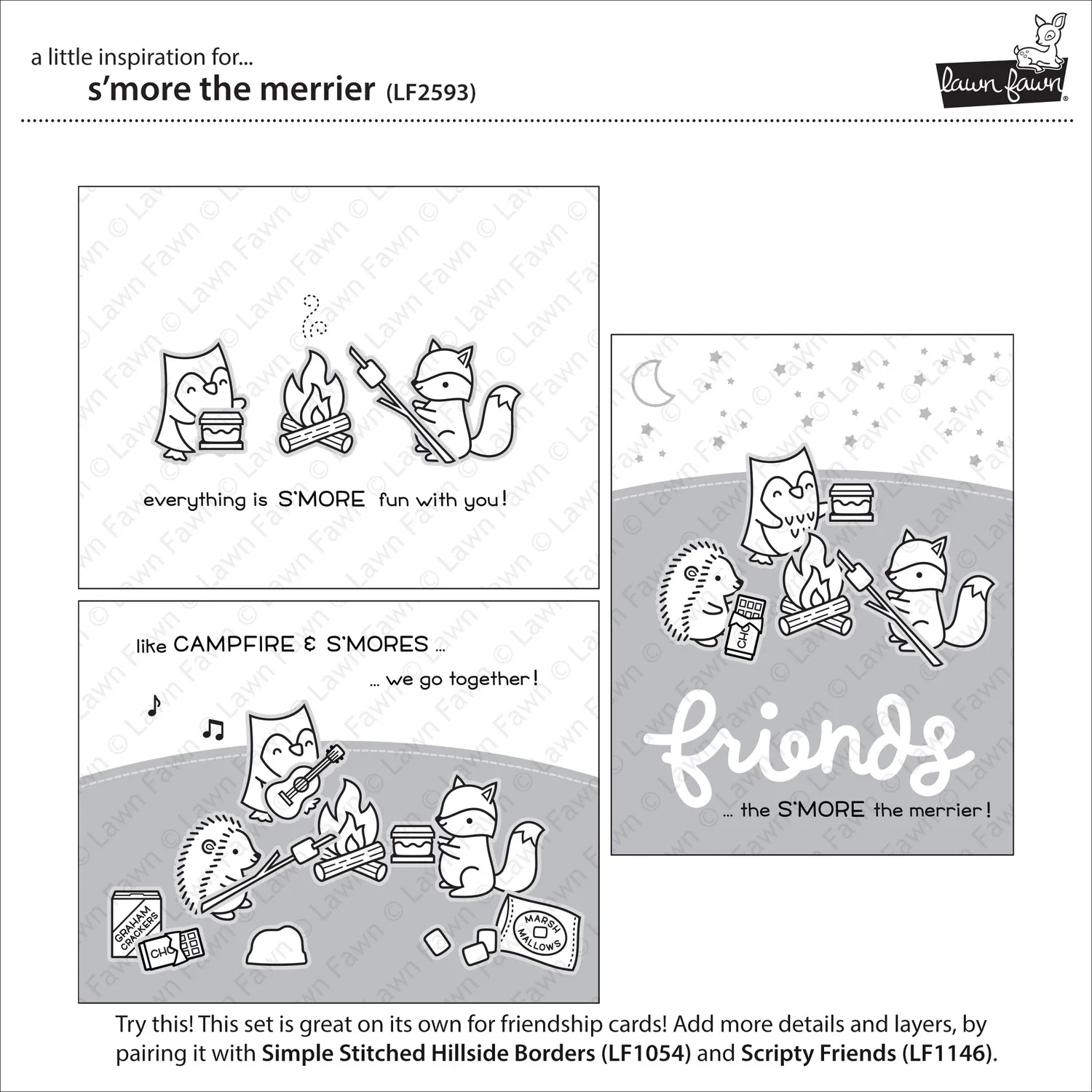 Lawn Fawn S'more the Merrier LF2593 Stempelset Camping