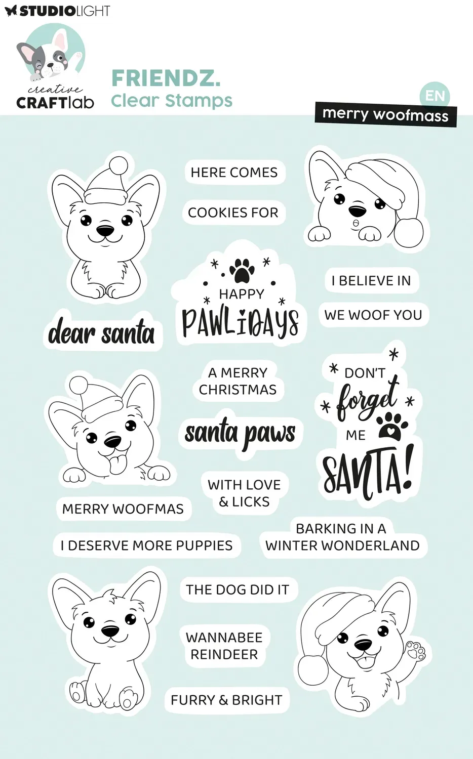 StudioLight Friendz Merry Woofmass Stempel A5
