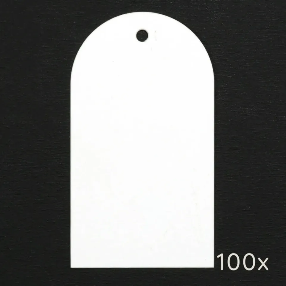 Perlenfischer 100 Papertags halbrund 75x42 mm weiß