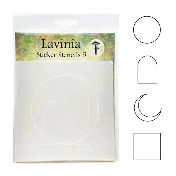 Lavinia-Stamps Sticker Stencils 5 Schablonen 9 cm selbstklebend