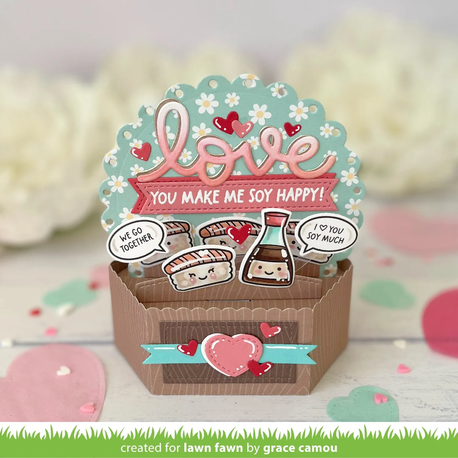 Lawn Fawn Soy Happy Stempelset Sushi Valentinstag