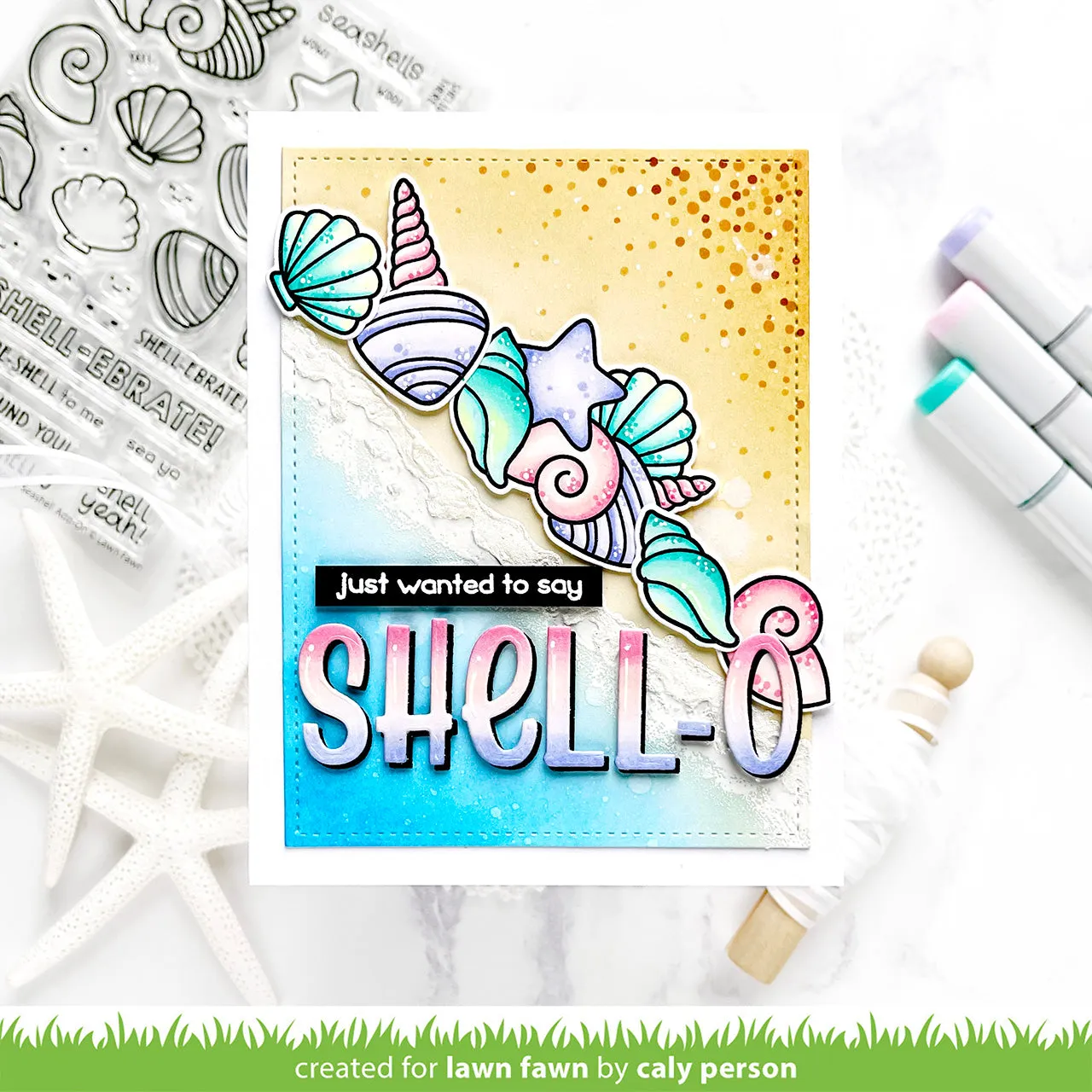Lawn Fawn How You Bean Seashell Add-On Stempelset Muscheln