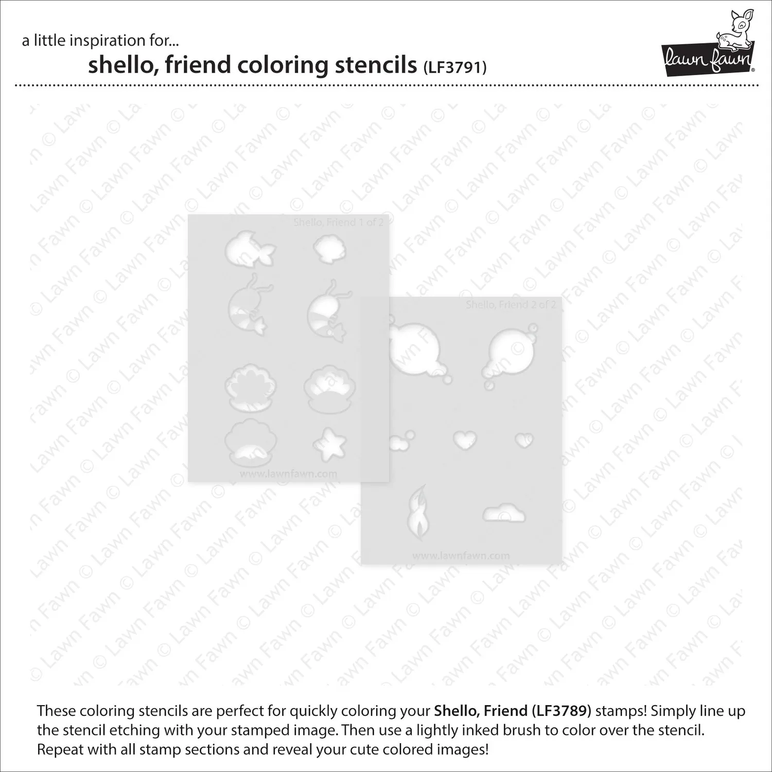 Lawn Fawn LF3791 Stencil Shello Friend 2-teilig Meer