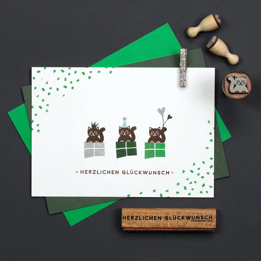 Perlenfischer Katze klein Stempel 15 x 13 mm
