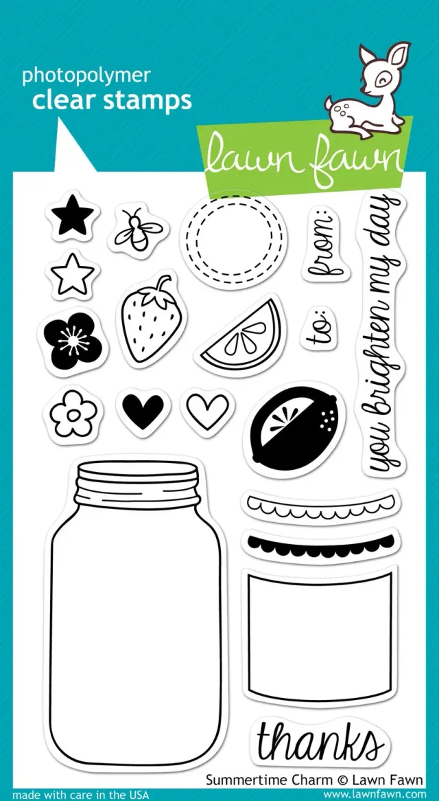 Lawn Fawn Summertime Charm Stempel Mason Jar 19tlg