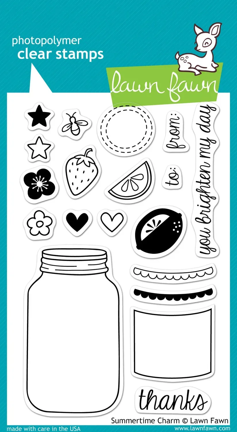 Lawn Fawn Summertime Charm Stempel Mason Jar 19tlg