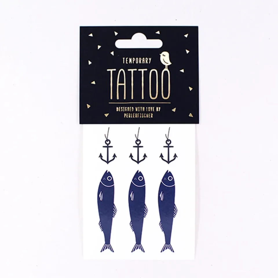 Perlenfischer Tattoo Sprotten am Haken temporär